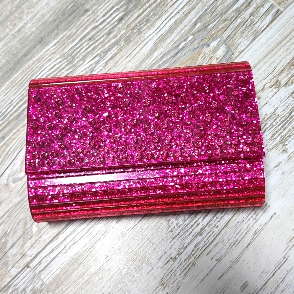 Kurt Geiger glitter striped envelope clutch